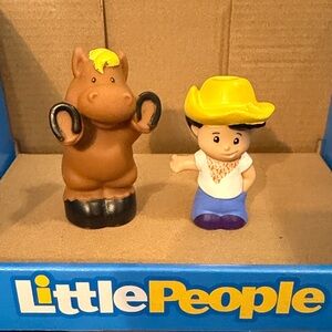 Fisher Price Little People Rodeo Cowboy and Horse Bull Set